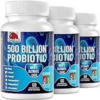 Probiotics for Men, 500 Billion CFU + 12 Strains Men's Probiotic with Turmeric Cranberry & Goji, Men's Ultimate Care, Probiotics for Digestive Health, Bloating, Immune, Overall Gut Health, 180 Capsule