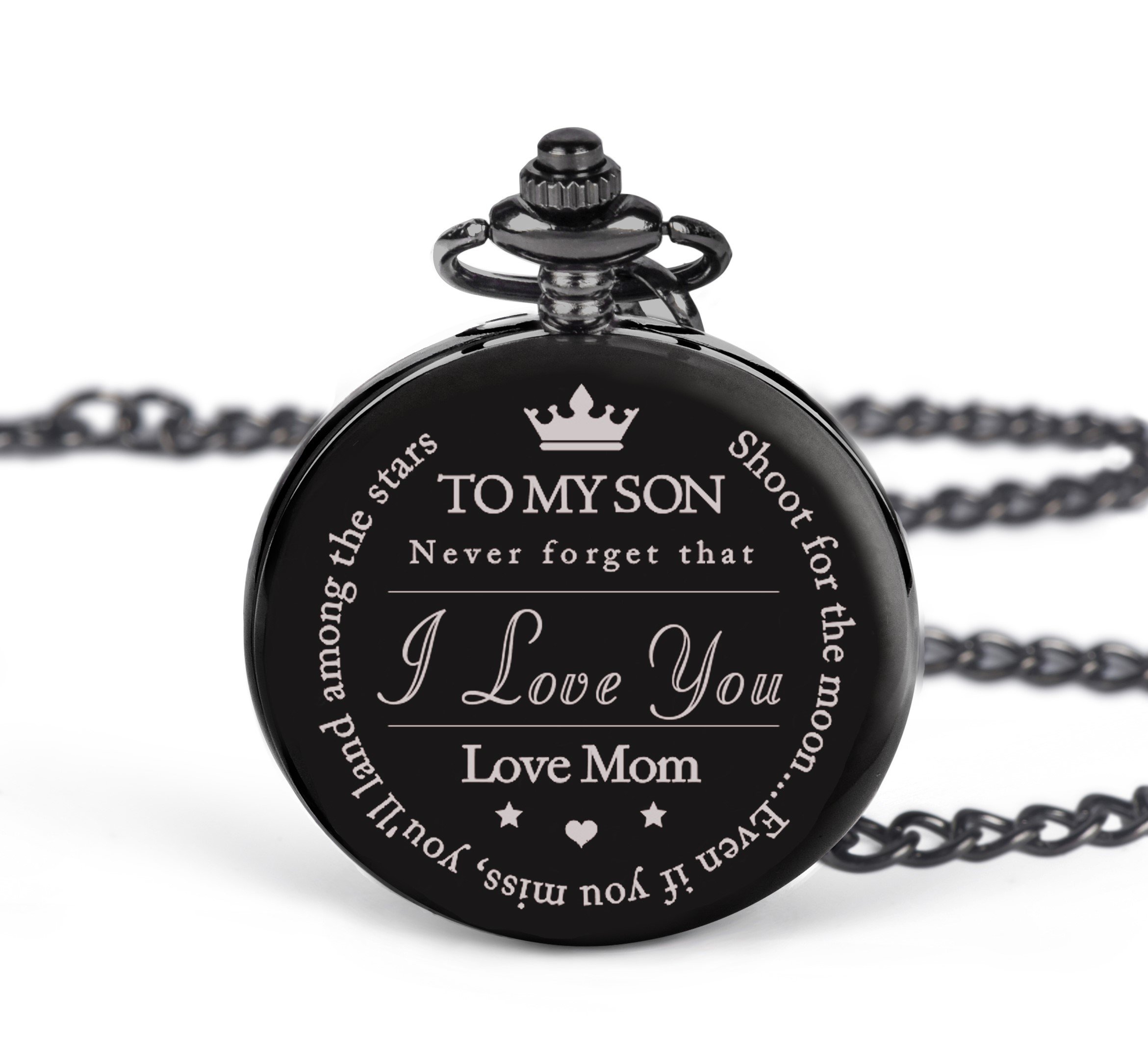 FJ FREDERICK JAMES to My Son | Mother and Son - Graduation Gifts for Him 2022 - Engraved “to My Son Love Mom” Pocket Watch - Perfect Gifts for Son from Mom for Christmas, Valentines Day, Birthday
