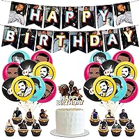 Drake Singers Birthday Party Decoration, Music Boy Star Drake Themed Party Supplies Banner, Cake Toppers and Birthday Balloons for Fans Party