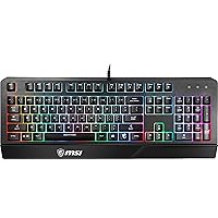 MSI Gaming Backlit RGB Dedicated Hotkeys Anti-Ghosting Water Resistant Gaming Keyboard (Vigor GK20 US), Black