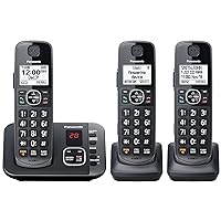 DECT 6.0 Expandable Cordless Phone System with Answering Machine and Call Blocking - 3 Handsets - KX-TGE633M (Metallic Black)
