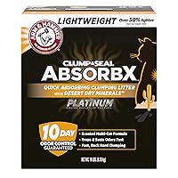 ARM & HAMMER Clump & Seal AbsorbX Platinum Lightweight Quick Absorbing Scented Multi-Cat Clumping Cat Litter with 10 Days of Odor Control, 18 lbs.