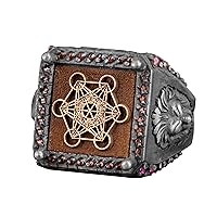 Metatron Ring For Men, Lion Ring, Sacred Geometry, Talisman Men's Ring