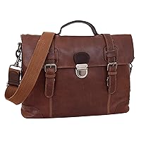Real Leather Classic Briefcase Cross Body Organiser Messenger Bag Shores Brown