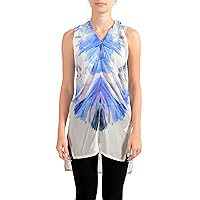 Just Cavalli Women's 100% Silk Multi-Color Sleeveless Blouse Tunic Top US S IT 40
