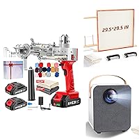 Cordless-Rug-Tufting-Gun-Kit,Tufting-Gun-Starter-Kit-with 2pcs 2.0Ah Batteries, Projector and Frame，2 in 1 Cut Pile and Loop Pile Tufting Gun, Carpet Gun Kit with Tufting Cloth and Yarn for Beginners