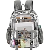 Clear Backpack, Large Clear Bag Stadium Approved Heavy Duty PVC Transparent See Through Backpacks for College,Stadium,Work,Security,Festival,Gray