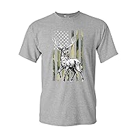 Deer Hunt American Flag Patriotic United States Support DT Adult T-Shirt Tee (XX Large, Sports Gray)