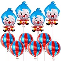 Red and Blue Carnival Balloons - Pack of 6, Circus Decorations and Plim Plim Balloons - 24 Inch, Pack of 4 | Carnival Balloons for Carnival Decor | Circus Balloons, Carnival Theme Party Decorations