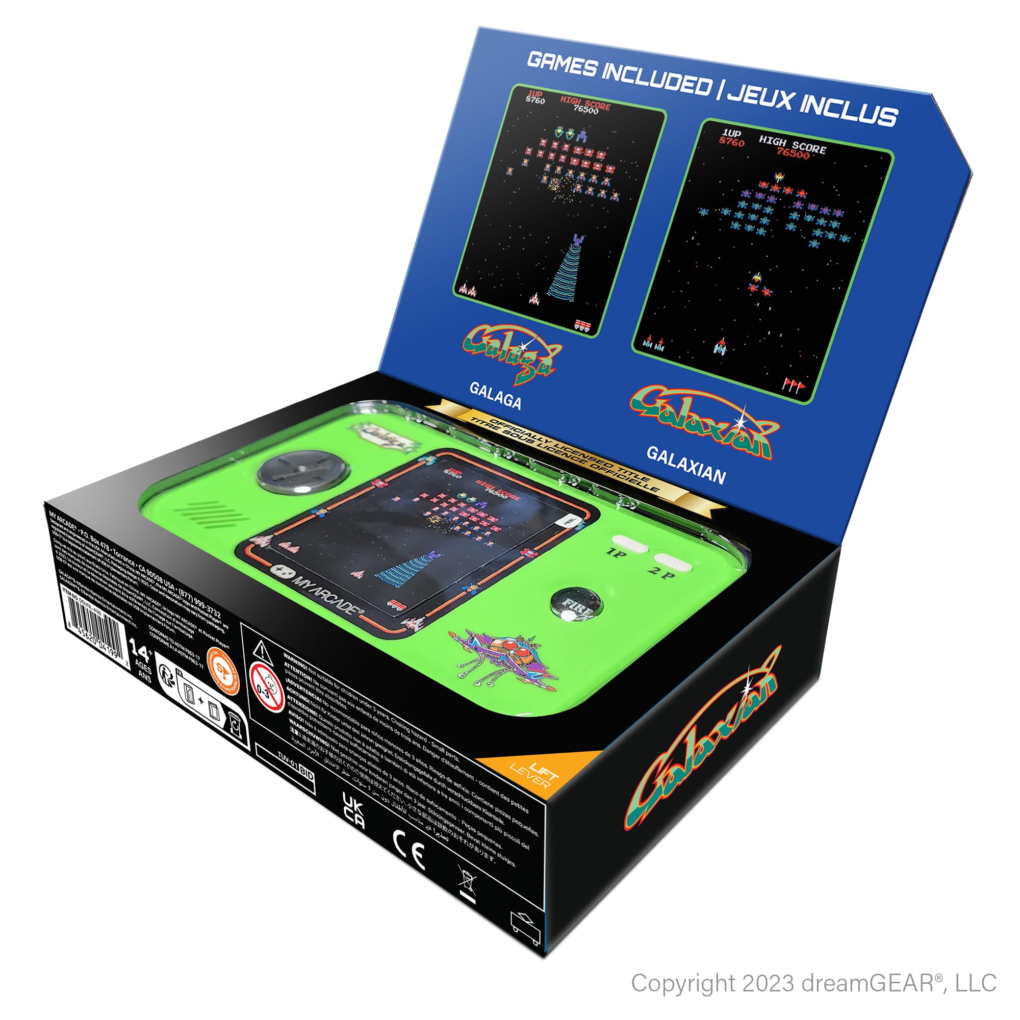 My Arcade Galaga/Galaxian Pocket Player Pro: Portable Video Game System with 2 Games, 2.75