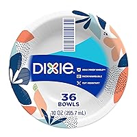 Paper Bowls, 10 oz Dessert or Light Lunch Size Printed Disposable Bowls, 36 Count (Pack of 1)