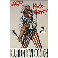 Uncle Sam Says Jap Youre Next Vintage World War II Two WW2 WWII USA Military Propaganda Poster