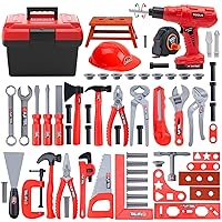 Kids Tool Set, 68 Piece Toddler Tool Set with Tool Box & Electric Toy Drill, Pretend Play Tools Construction Tool Set for Kids, Toy Tool Set for Boys Girls Kids 3 4 5 6 Years Old