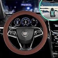 FH Group FH2006 Microfiber Embossed Leather Steering Wheel Cover (Brown) with Gift - Universal Fit for Cars Trucks & SUVs