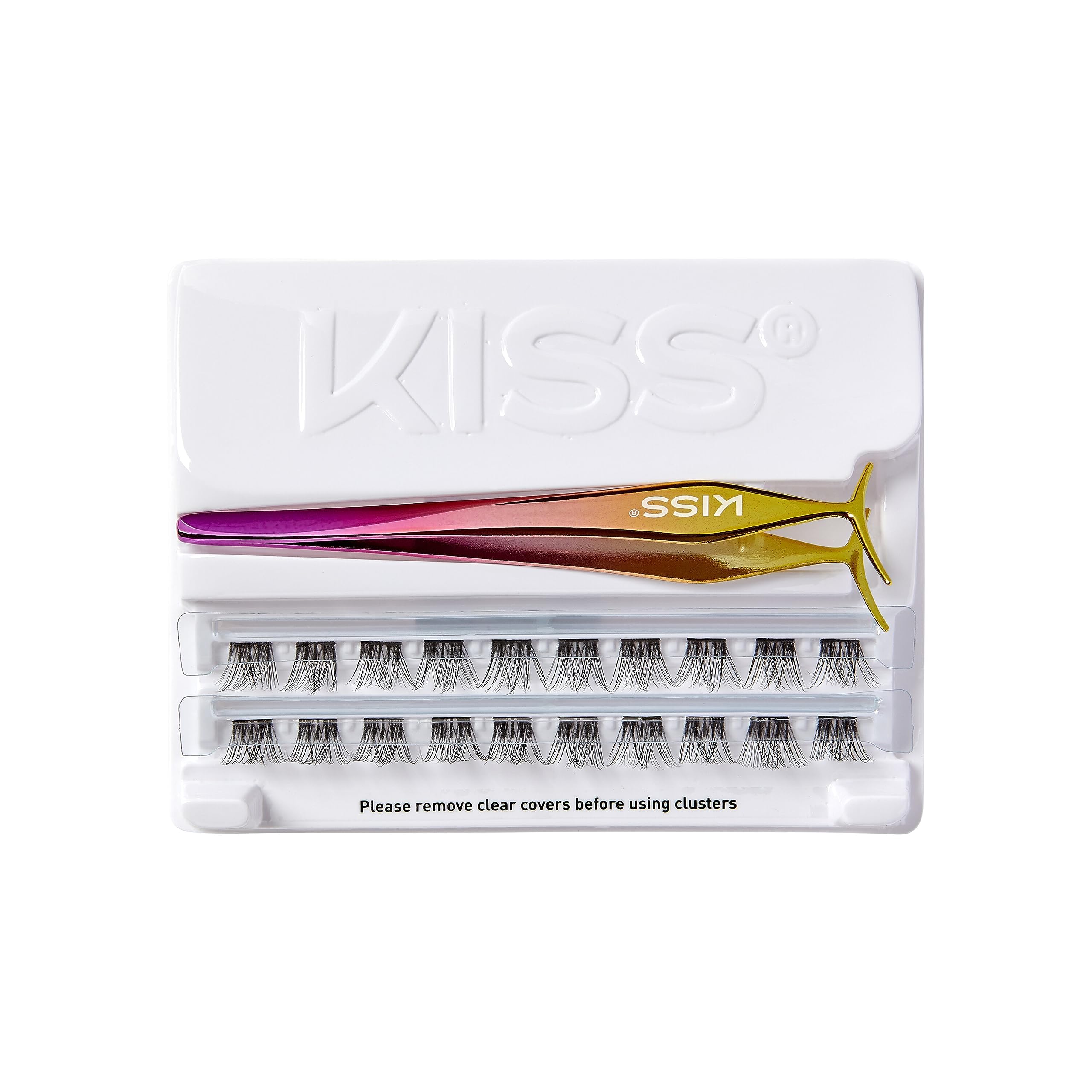 KISS imPRESS Press-On Falsies Eyelash Clusters Kit, Voluminous, Black, No Glue Needed, Fuss Free, Invisible Band, Natural, 24 Hours, No Damage, No Sticky Residue, Flawless, Quick & Easy | 20 Clusters