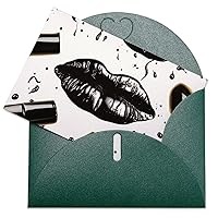 Cool Black Lipstick Lips Birthday Cards with Envelopes Bulk Birthday Cards with Envelopes Thank You Card Color Blank Note Large Greeting Cards 5.9