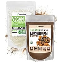XPRS Nutra Organic Chaga Powder 8 Ounce with Size 00 Pre-Separated Empty Capsules (500 Count) Bundle