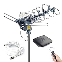 PBD Digital Amplified Outdoor HDTV Antenna with 40FT RG6 Cable, 360 Degree Rotation, Wireless Remote, Snap-On Installation
