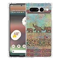 Pixel 7 Pro Case, Tribal Elephants Pattern Drop Protection Shockproof Case TPU Full Body Protective Scratch-Resistant Cover for Google Pixel 7 Pro