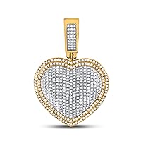 10kt Yellow Gold Mens Round Diamond Heart Charm Pendant 1-1/4 Cttw