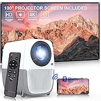 Projector with WiFi and Bluetooth, Native 1080P 9500L Video Projector with 100'' Projector Screen, Electric Focus, Portable Outdoor Movie Projector Compatible with Smartphone, TV Stick, HDMI