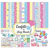 Baby Theme Pastel Confetti Collection Double-Sided Scrapbook Paper Kit Cardstock 12