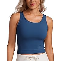 CRZ YOGA Womens Butterluxe Double Lined Tank Tops Scoop Neck Racerback Workout Tanks Sleeveless Casual Cropped Top