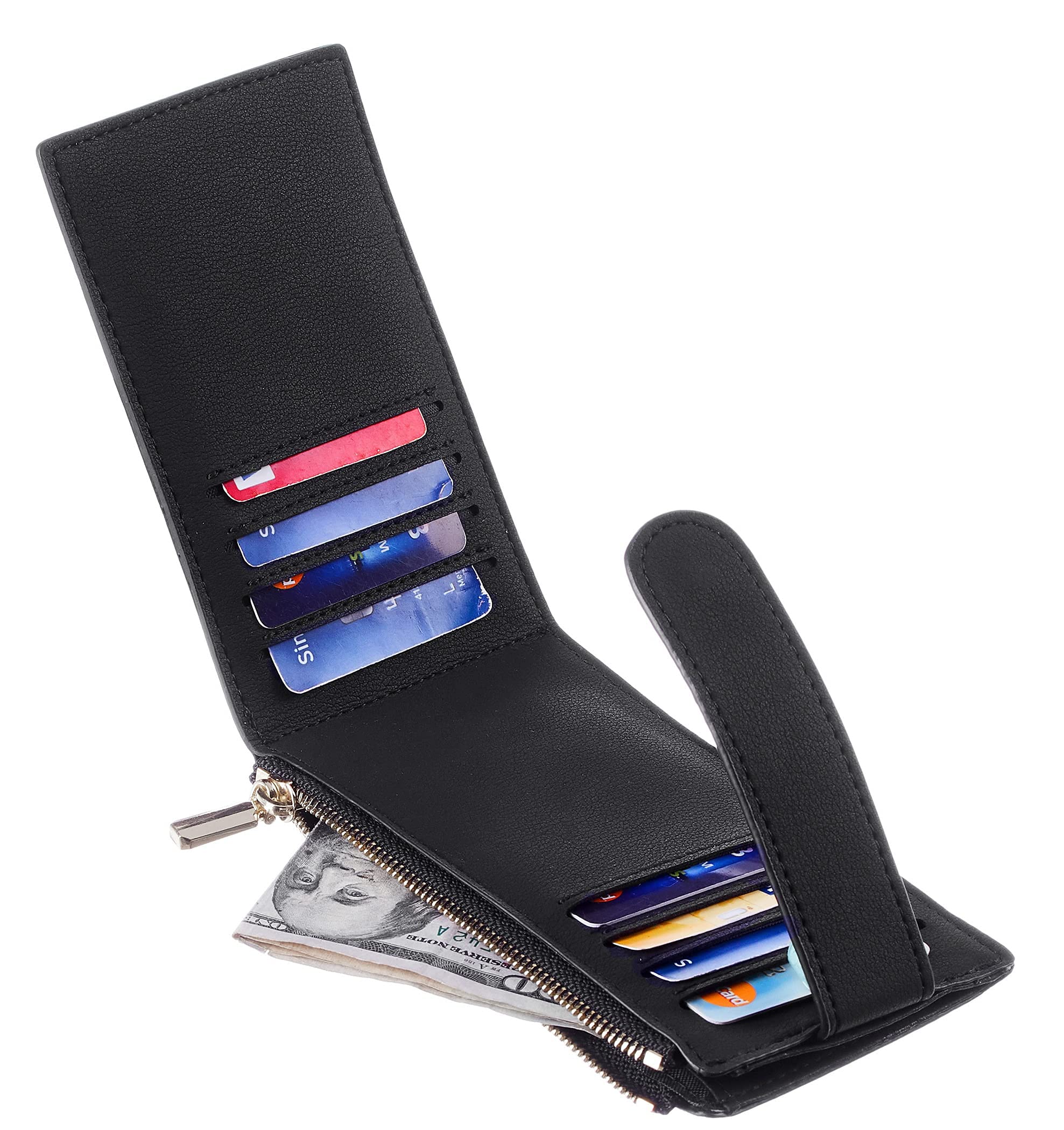 Chelmon Womens Walllet Slim RFID Blocking Bifold Multi Card Case Wallet  with Zipper Pocket (Purple Deep)