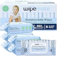 Huge 80/Pack Baby Wipes 99% Water Plant Based! Ultra-Gentle Soft Wipe, Alcohol-Free, pH-Balanced, Dermatologically Tested, Hypoallergenic, Fragrance-Free Flip-Top Lid (480 Count)