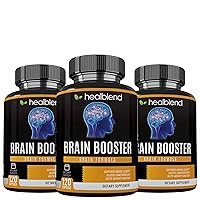 B12 Vitamin 500 mcg with Alpha GPC, DMAE, Gingko Biloba, Rhodiola - Vegan Brain Booster Supplement for Memory and Focus - 360 Brain Cognitive Supplement Capsules (3 Pack)