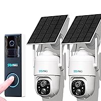 Video Doorbell and 2CQ1 AI 2K Solar Security Camera Wireless Outdoor, Battery Powered Cam, Two Way Audio,PIR Motion Detection, 360° View Pan/Tilt,Easy to Setup,Color Night Vision,Audible Flashlight Si