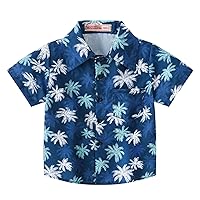 ACSUSS Infant Baby Boys Casual Shirt Short Sleeve Colorful Prints Button Closure Hawaiian Holiday Shirt