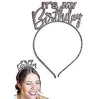 Birthday Tiaras UNISEX - Black Multi Sparkle Its My Birthday Headband - Birthday Gifts for Women, Over the Hill Birthday Tiara, Birthday Party Supplies, Decorations (MyBday) BlkMulti