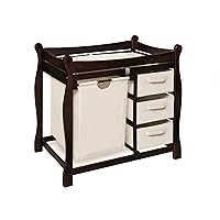 Badger Basket Sleigh Style Baby Changing Table with Laundry Hamper and 3 Storage Drawers - Espresso