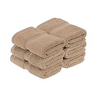 Superior Egyptian Cotton Pile Face Towel/Washcloth Set of 6, Ultra Soft Luxury Towels, Thick Plush Essentials, Absorbent Heavyweight, Guest Bath, Hotel, Spa, Home Bathroom, Shower Basics, Latte