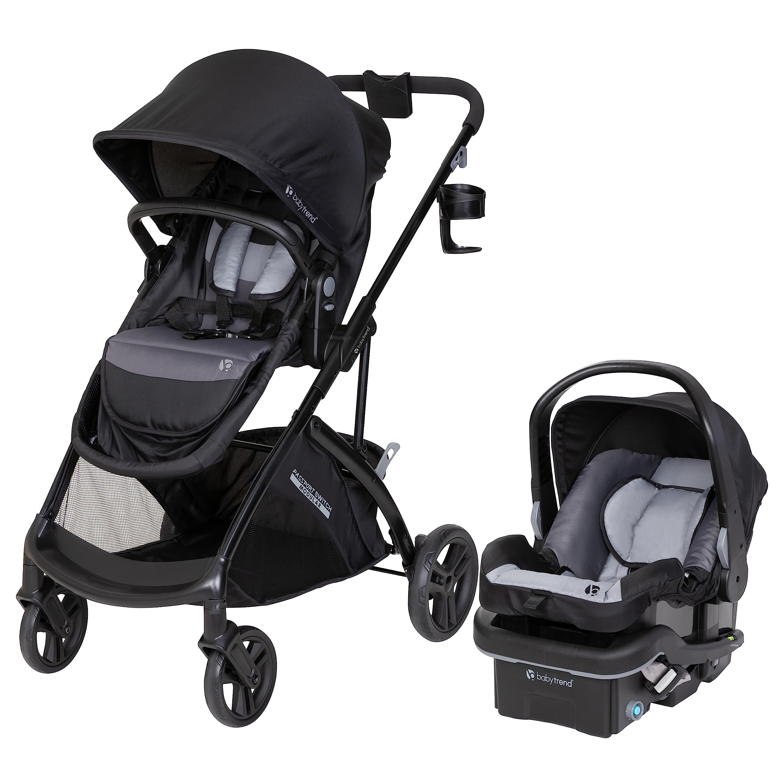 Baby Trend Passport Switch Modular Travel System with EZ-Lift Plus Infant Car Seat, Dash Black