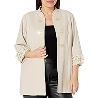 MULTIPLES Women's Three Quarters Sleeve Stand Collar Double Button Lined Jacket
