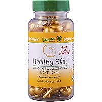 Healthy Skin Moisturizer - Vitamin E and Aloe Vera - Body Lotion for Dry Skin, Face, Hands, Feet, Legs, Neck - Travel Size Serum for Women and Men, 60 Ampoule Capsules