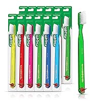 GUM Classic Soft Toothbrush, Includes Rubber Tip Dental Pick and Cover 1ct (12pk)