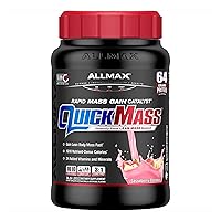 ALLMAX QUICKMASS, Strawberry Banana - 3.5 lb - Rapid Mass Gain Catalyst - Up to 64 Grams of Protein Per Serving - 3:1 Carb to Protein Ratio - Zero Trans Fat - Up to 24 Servings
