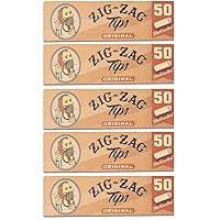 ZIG-ZAG Unbleached Filter Tips, Original Size, 50 Count, Pack of 5