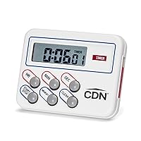 CDN TM8 Digital Timer and Clock Memory Feature, 6.8 x 4.5 x 0.9 inches, Cream