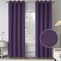 108 Inches Extra Long Linen Full Blackout Curtains for Bedroom - Grape Purple Boho Energy Saving Thermal Insulated Burlap Textured Curtains for Country Villa Window(Set of 2 Panels,W 52 x L 108 Inch)