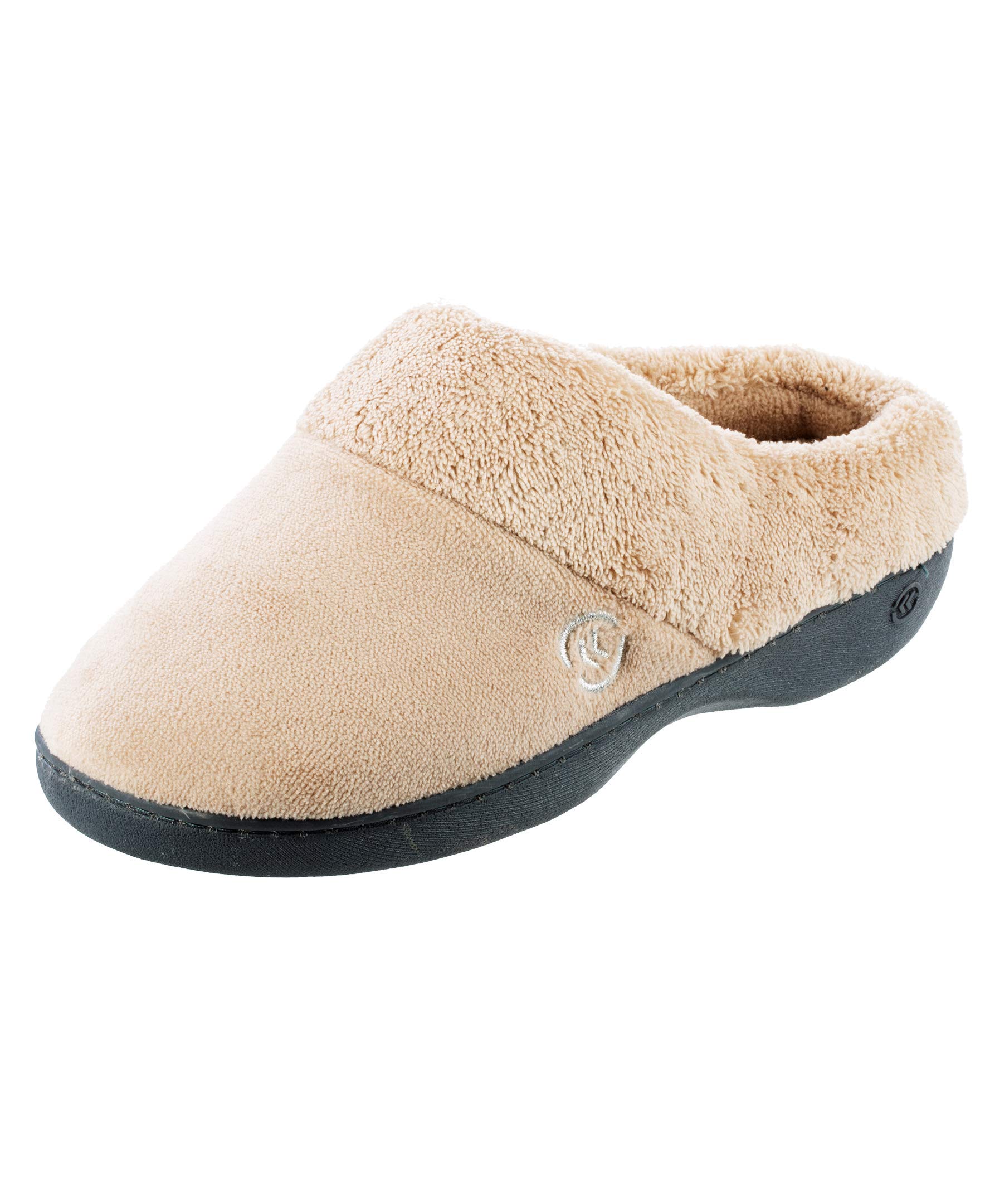isotoner Women's Cozy Terry Hoodback Clog Slipper with Soft Memory Foam, Comfort Arch Support, and an Indoor/Outdoor Sole