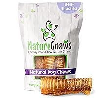 Nature Gnaws Beef Trachea for Dogs - Premium Natural Beef Bones - Simple Single Ingredient Crunchy Dog Chew Treats - Rawhide Free 6 Count