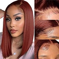 Reddish Brown Short Bob Wig Human Hair 13x4 Lace Front Wigs Human Hair Pre Plucked with Baby Hair Glueless Brazilian Virgin Human Hair Wigs 150 Density (14inch)