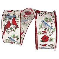 Reliant Ribbon Birds House Linen Sparkle Wired Edge Ribbon, 2-1/2 Inch X 20 Yards, Cream