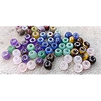 Large Hole-50pcs Mixed Stone 10x6mm Amethyst Rose Quartz River Jasper-Amazonite-Blue -Agate-Turquoise Beads Wheel Rondelle Spacer Loose Beads