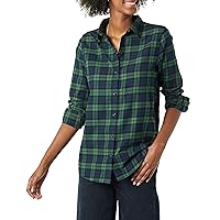 Amazon Essentials Women's Classic-Fit Long-Sleeve Lightweight Plaid Flannel Shirt