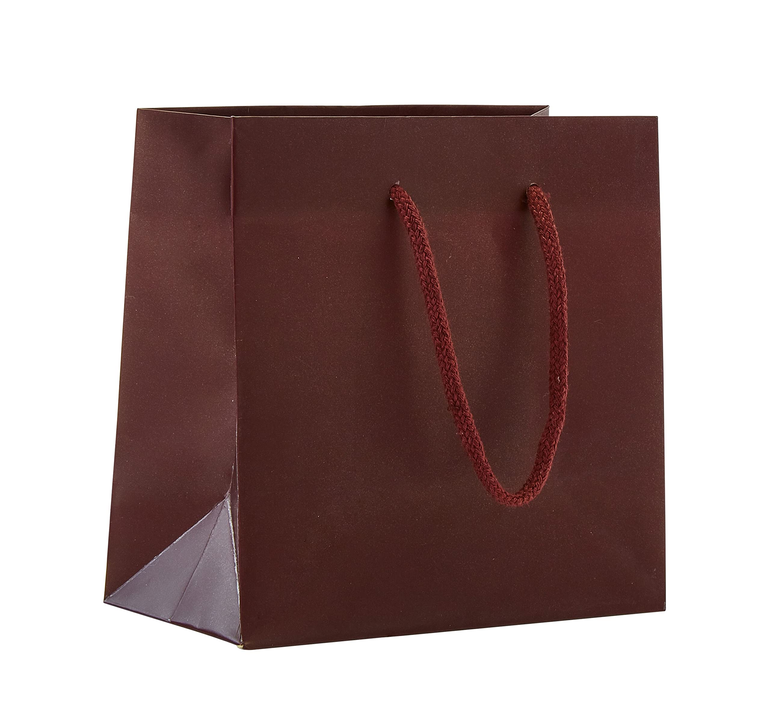 PTP BAGS Burgundy Matte 6.5" x 3.5" x 6.5" Euro Tote Bags [Pack of 100] Reusable Paper Gift Euro Tote